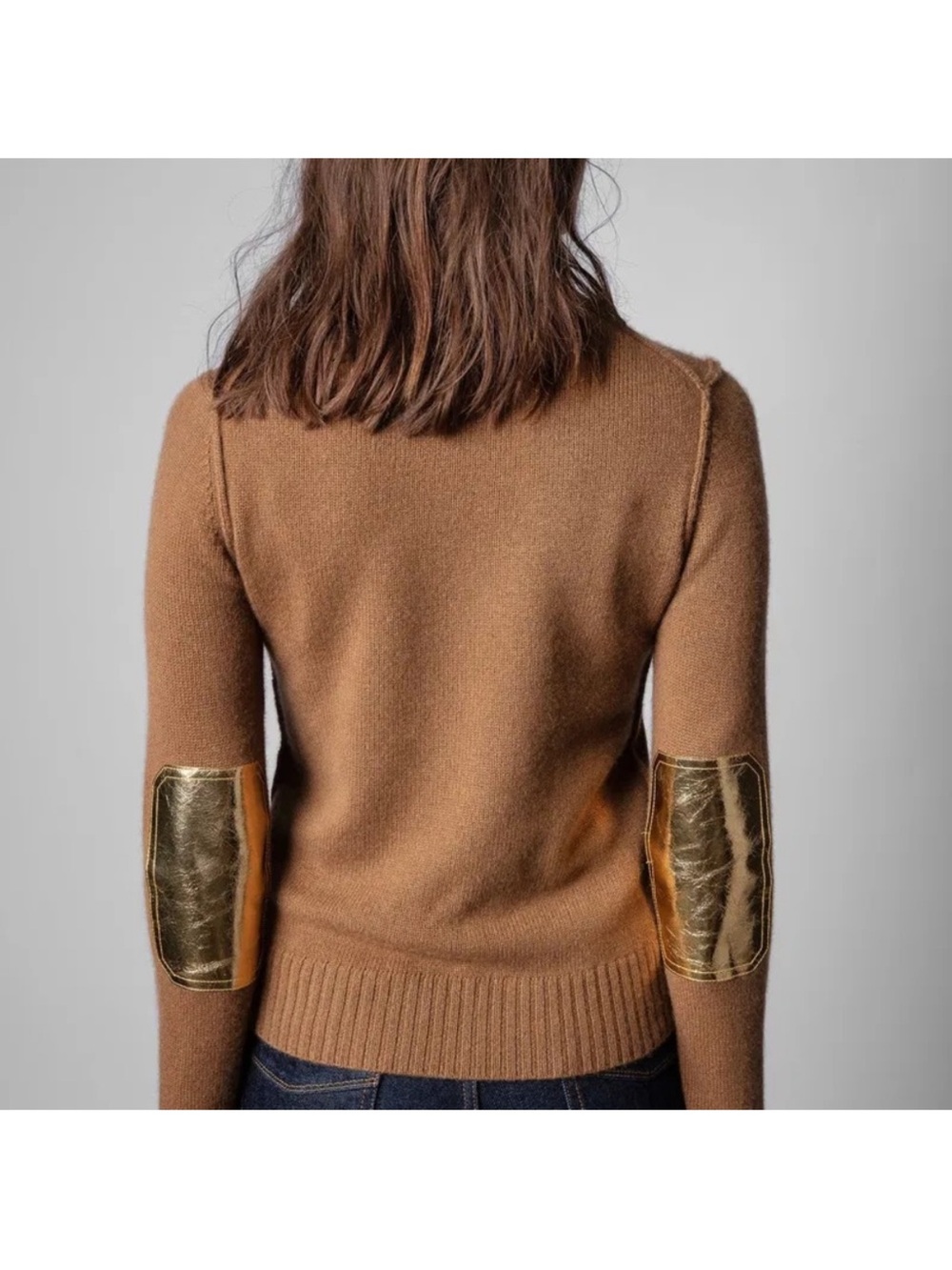 Zadig & Voltaire Sourky cashmere sweater with gold accents EUC Small $498
